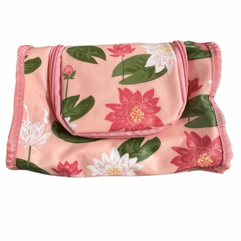 Floral Pink Women's Toiletry/Cosmetic Bag New W/Out Tags 9.5” W x 7” H x 3” D